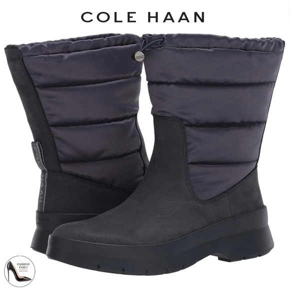 Cole Haan Pinch Utility Puffer Dark Gray Leather Waterproof Winter Snow Boot 8.5 - Picture 1 of 16